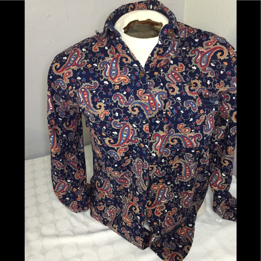 Vtg Gotcha Covered Button Paisley Western Med USA